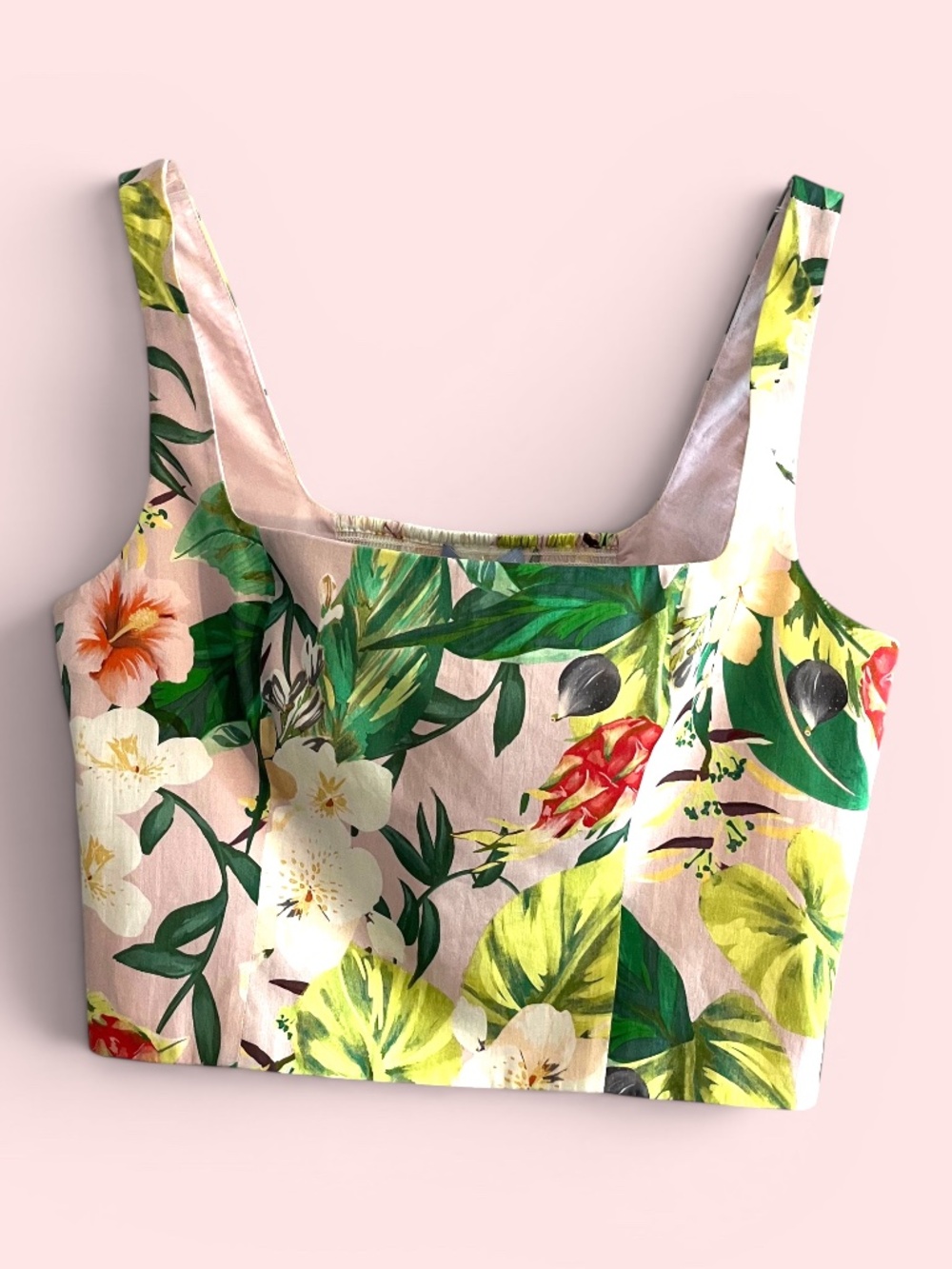 Antonio Melani Tropical Print Cotton Crop Top Size 16 NWT